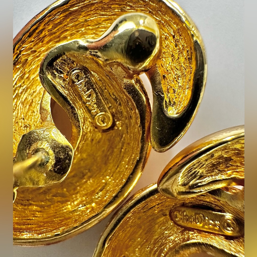 ✨DIOR Vtg 80s Pierced Chunky Knot Earrings w COA - Picture 11 of 16